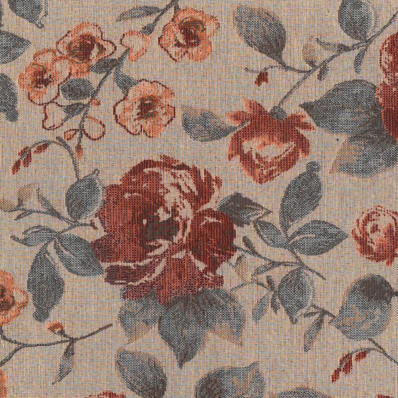 Devon Floral Terracotta, Upholstery Fabric 